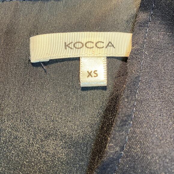 Kocca Navy Blue Structured Classic Knee Length Dress XS Gold Button Military - Picture 4 of 11